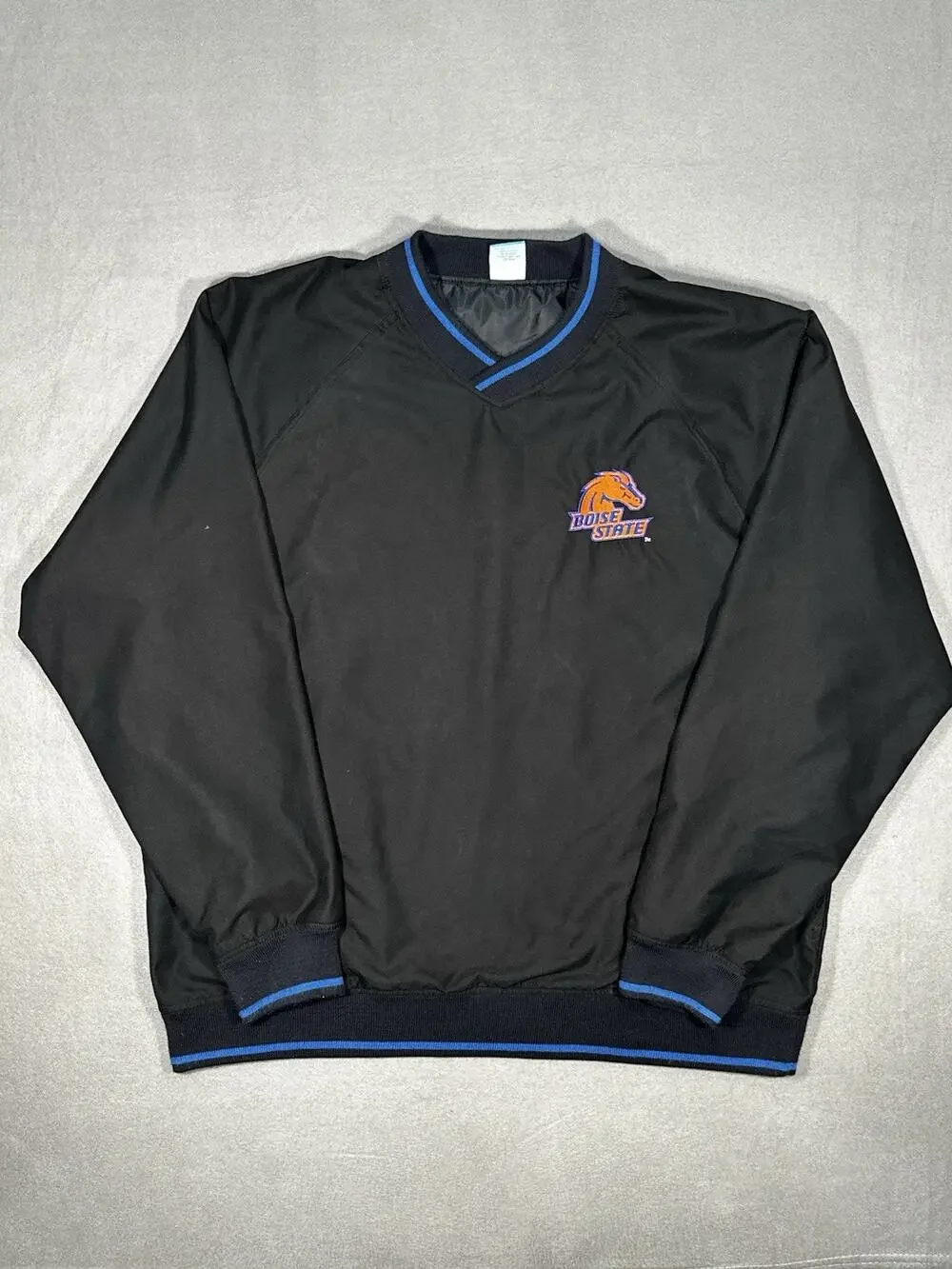 Boise State Broncos Pullover Windbreaker Jacket Men’s XL Black 72 Blue NCAA